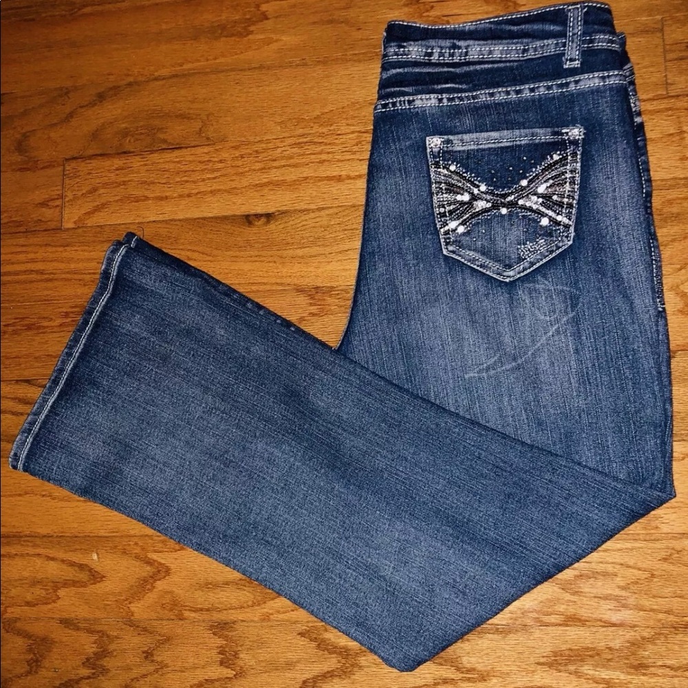 Roz Ali Blue Jeans Boot Cut Women Size 12 Low Rise